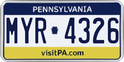 PA license plate MYR4326