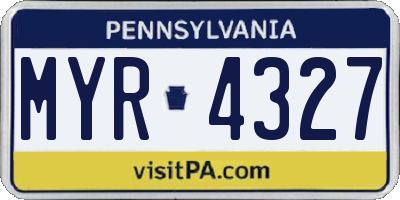 PA license plate MYR4327