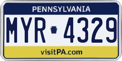 PA license plate MYR4329
