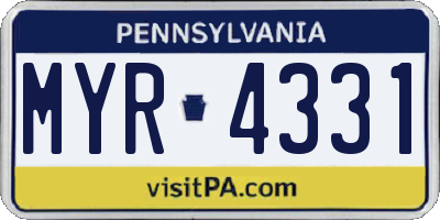 PA license plate MYR4331