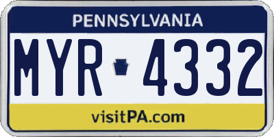 PA license plate MYR4332