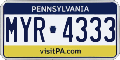 PA license plate MYR4333