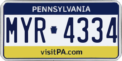 PA license plate MYR4334