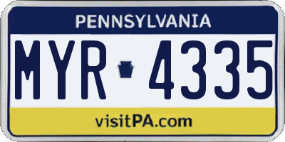 PA license plate MYR4335