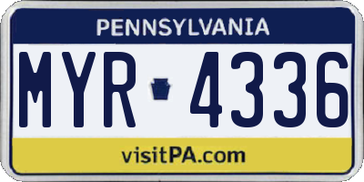 PA license plate MYR4336
