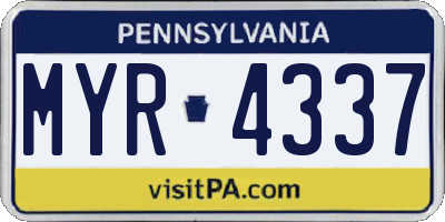 PA license plate MYR4337