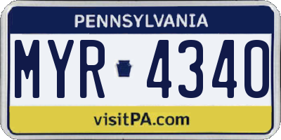 PA license plate MYR4340