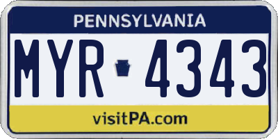 PA license plate MYR4343