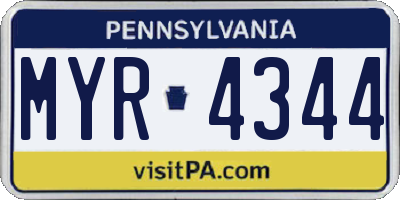 PA license plate MYR4344