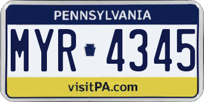 PA license plate MYR4345