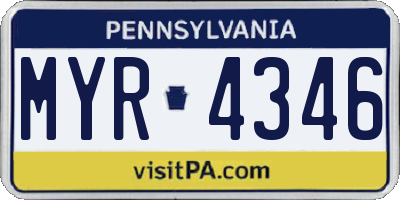 PA license plate MYR4346