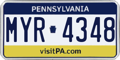 PA license plate MYR4348