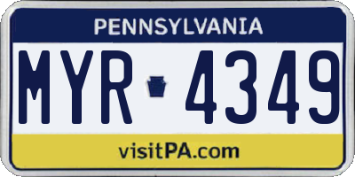 PA license plate MYR4349