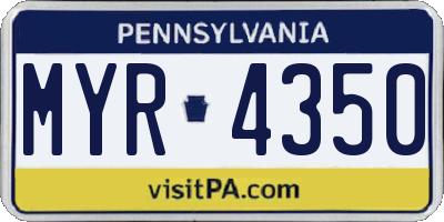 PA license plate MYR4350