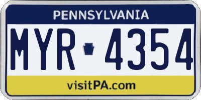 PA license plate MYR4354