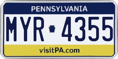 PA license plate MYR4355