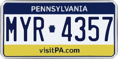 PA license plate MYR4357