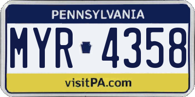 PA license plate MYR4358