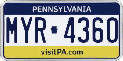 PA license plate MYR4360