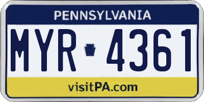PA license plate MYR4361