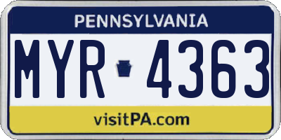 PA license plate MYR4363