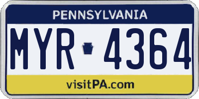 PA license plate MYR4364