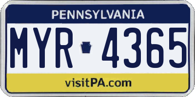 PA license plate MYR4365
