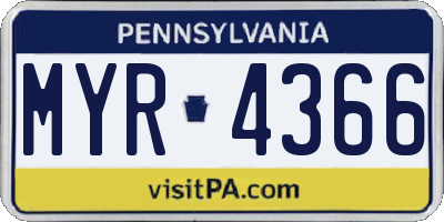 PA license plate MYR4366