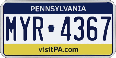 PA license plate MYR4367