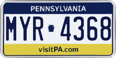 PA license plate MYR4368