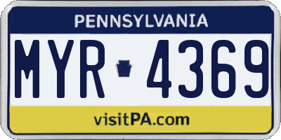 PA license plate MYR4369