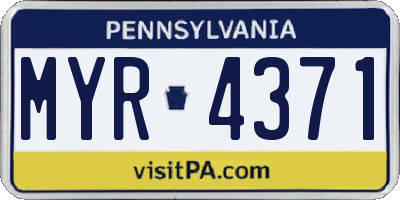 PA license plate MYR4371