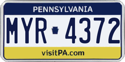 PA license plate MYR4372