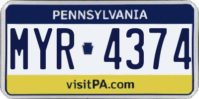 PA license plate MYR4374
