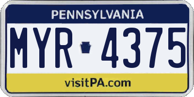 PA license plate MYR4375
