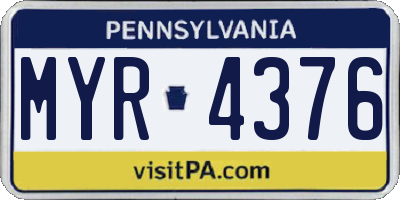PA license plate MYR4376