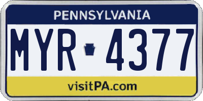 PA license plate MYR4377