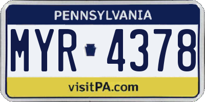 PA license plate MYR4378