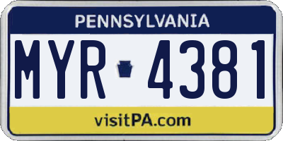 PA license plate MYR4381