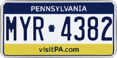 PA license plate MYR4382