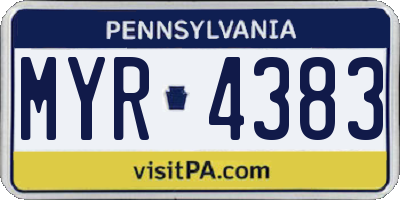 PA license plate MYR4383