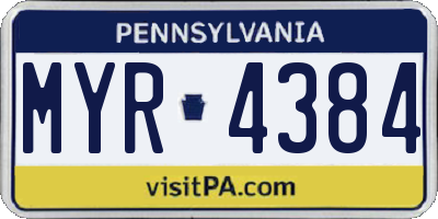PA license plate MYR4384