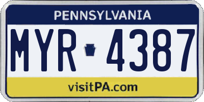 PA license plate MYR4387