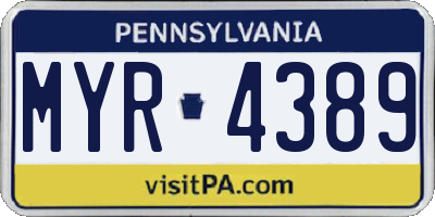 PA license plate MYR4389