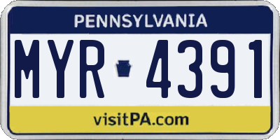 PA license plate MYR4391