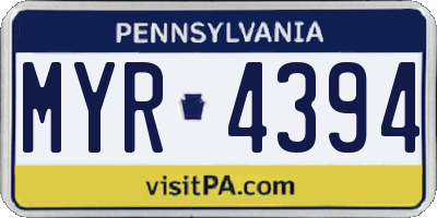 PA license plate MYR4394