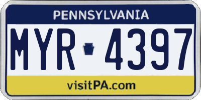 PA license plate MYR4397