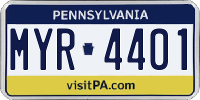 PA license plate MYR4401