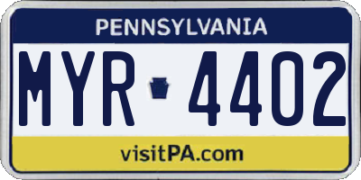 PA license plate MYR4402