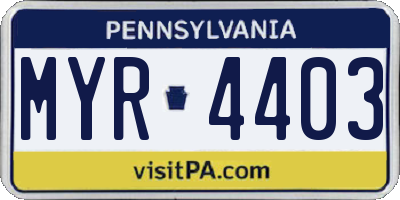 PA license plate MYR4403